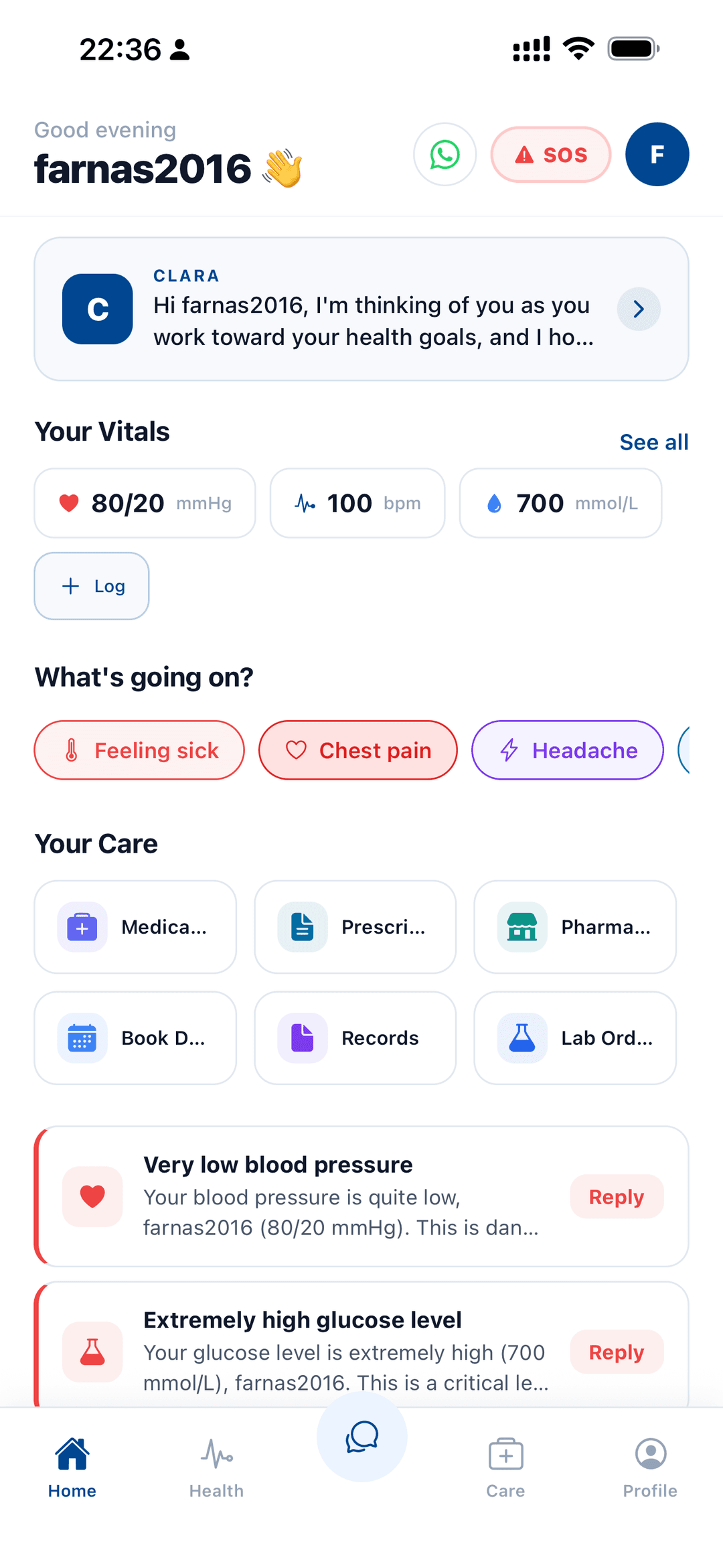 Clara Health app preview